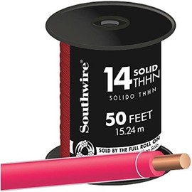 Southwire 11581641 50' 14 Gauge Solid Red Thhn Wire
