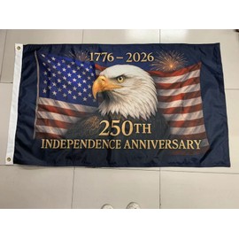 Heavy Duty 3-Ply 250 Anniversary USA Flag 3x5 Ft, 250 Year American Anniversary Flag 250th Patriotic Independence Bald Eagle 1776 Double Sided Outdoor 12oz Canvas Header for 4th of July