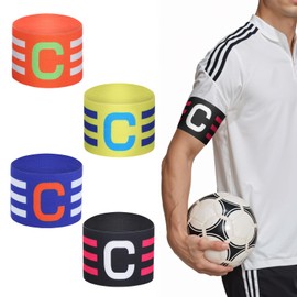Yuanchu 4 Stück Kapitänsbinde Fussball, Verstellbare Kapitän Armbinden Multicolor Fussball Capitan Armbinden Elastic Spielführerbinde Kapitän Band für Erwachsene Junior Viele Sportarten