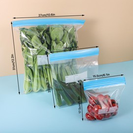 70 Pcs Freezer Bags, Ziplock Bags Food Reusable Sandwich Bags Zip Seal Food Bags, BPA Free Zip Lock Bags, Food Storage Freezer Bags for Fruits,Meat,Grains,Vegetables,Candies (3 Sizes)