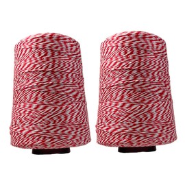 Regency Wraps Baker's Twine Cone, Colorful String for Tying Pastry Boxes, Wrapping Baked Goods, Gifts and DIY Crafts, 2,046ft, Pack of 2, Red/White
