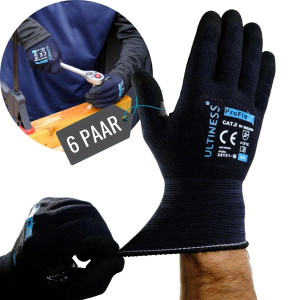 Ultiness® ProFlex Work Gloves Men & Women (6 Pairs) Gardening