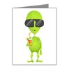 Truly Teague Note Cards (20 Pack) Little Green Alien Sipping