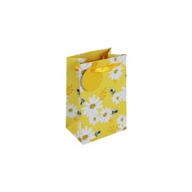 Eurowrap Yellow Bees and Sunflowers Gift Bag With Gift Tag - Gift Bag for Her, Birthdays, Mother's Day, Wedding, Valentine's Day - Stylish Female Birthday Gift Wrap Occasion Present - Small Size