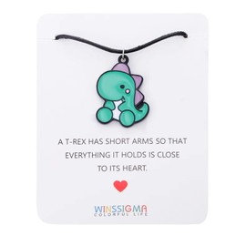 Winssigma T-Rex Dinosaur Necklace, Stegosaurus Charm Necklace Dinosaur Jewelry Cute Animal Jewelry(T-Rex Rope)