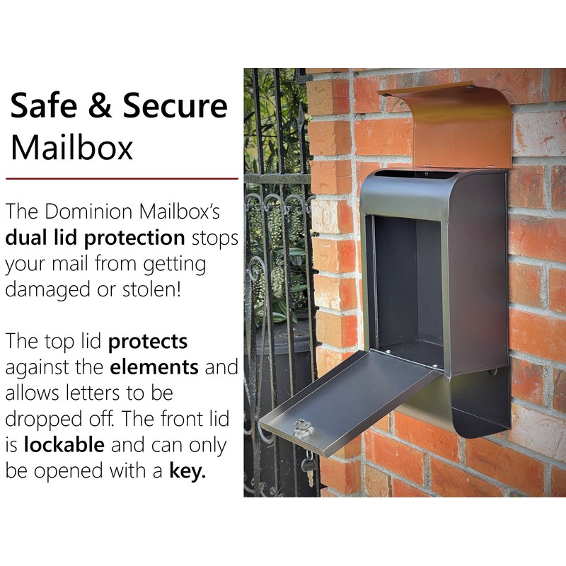 NACH Dominion Locking Mailbox with Newspaper Holder, Wall Mount Mailboxes