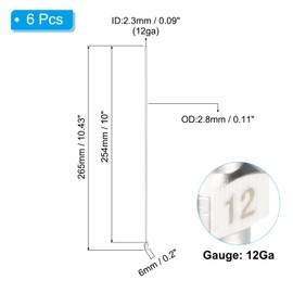 PATIKIL 12Ga x 10 Inch Stainless Steel Dispensing Needle Tips, 6Pcs Metal Glue Needle Tube Blunt Tips Luer Lock for Thick Glue Ink Lab, Silver