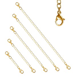 fKiZanthene 5 PCS Gold Necklace Extenders, Necklace and Bracelet Extenders with Adjustable Lengths, for DIY Jewelry Making of Women Bracelets, and Ankles