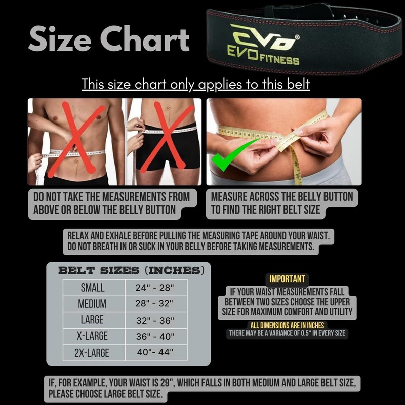 EVO Fitness 4" Pure Leather Gym Belts Weightlifting Straps Back
