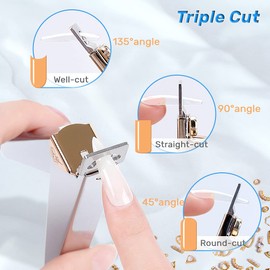 Kalevel Adjustable Acrylic Nail Clipper Stainless Steel Nail Tip Cutter False Nail Trimmer Fake Nail Clipper Nail Cuticle Edge Trimmer Artificial Nail Art Manicure Tools (Rose Gold)