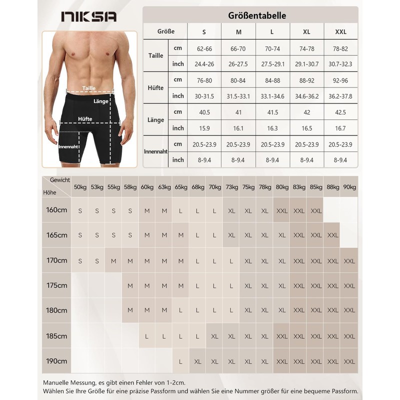 Niksa 1/3 Pack Men's Compression Shorts, Quick-Drying Base Layer Underpants,