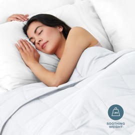 Bare Home Weighted Blanket Queen Size 17lbs (60" x 80") for Adults - All-Natural 100% Cotton - Premium Heavy Blanket Nontoxic Glass Beads (White, 60"x80")