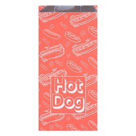 Restaurantware-Bag Tek 5.5 x 3.2 x 12 Inch Foil-Lined Food Bags, 100 Quart Size Hot Dog Wrappers - Greaseproof, No-Vented, Red Paper Hot Food Wraps, Disposable, For Sandwich And More