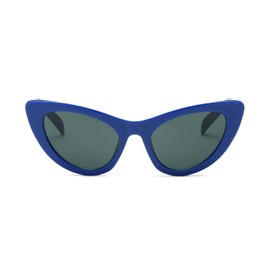Cramilo Cat Eye Retro High Pointed Women Fashion UV Protection Designer Sunglasses (Blue)