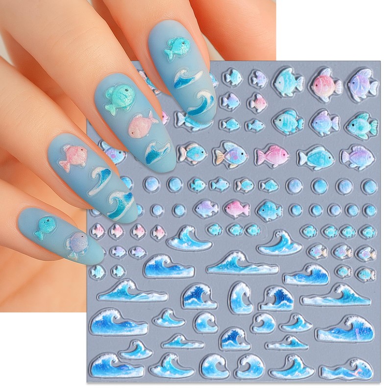 IDDFEVE Embossed Summer Nail Art Stickers - 5D Beach Palm