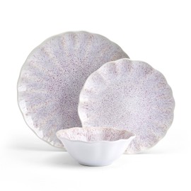 Mikasa Isla Hand Crafted 12 Piece Plates Bowls Dinnerware Set, Service for 4, Pink