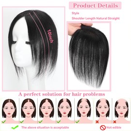 AnHdrFy Hair Toppers for Women Real Human Hair, 360° No Bangs, Covers Sparse, Topper for Adds Volume, Real Human for Thin Hair Daily Use(Natural Black, 10 Inch)