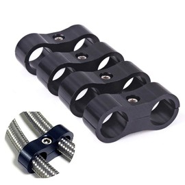 4AN - Abrazadera separadora de manguera de aluminio, abrazadera de montaje de línea de combustible, adaptador de manguera divisora para línea de combustible de 1/4, línea de aceite, línea de freno, tubería de agua y línea de gas, negro, 4 unidades