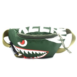 Dzxin Fanny Pack,Kids Bum Bag Bumbag Cartoon Hipsack Belt Bag Waist Bag Fanny Pack Fabric Nylon Money BeltCrossbody Chest Bag for Children Grils Boys Running Hiking Travel Sports (Green Shark)