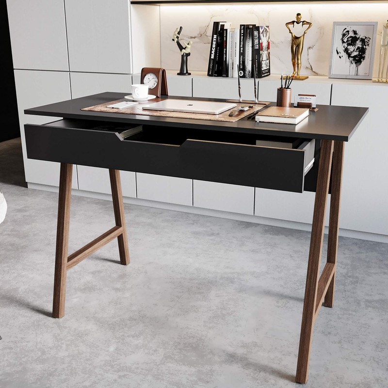 Parma Computer Desk - Office, School, and Art Workstation/Desk (Black)