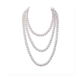 Faux Pearl Necklaces for Women Long Pearl Necklace Costume Jewelry for Teen Girls Layered Choker Necklace Sliver Layered Pendant Pearls Jewelry