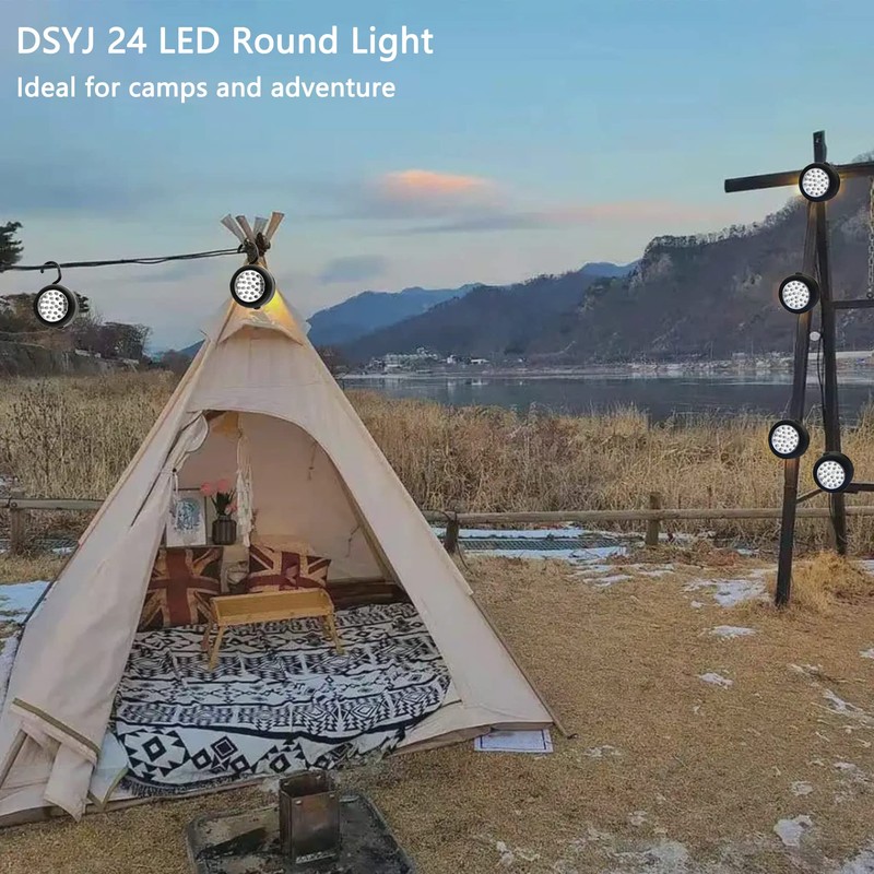 DSYJ 24 LED Round Magnetic Work Light Torch With Integral