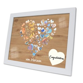 BOYATONG Gift Packaging Wedding Picture Frame with Heart Motif I Money Gift Wedding I Wedding Gifts I Birthday I Mother's Day I Anniversary I Money Gift Ideas