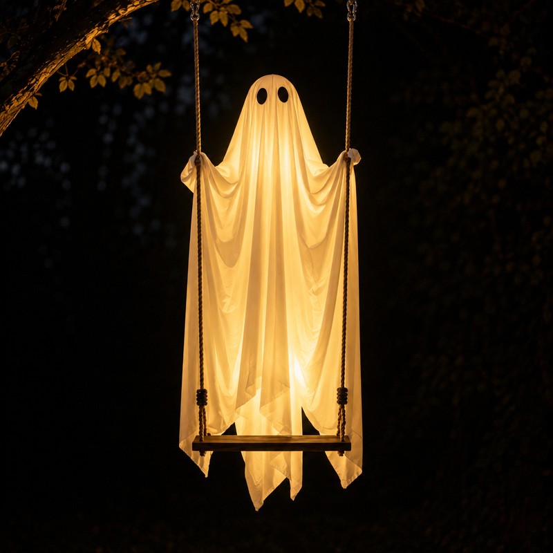 Large Hanging Swing Ghost for Halloween – Light-Up Flying Ghost