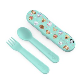 Bentgo® Kids Utensil Set - Reusable Plastic Fork, Spoon & Storage Case - BPA-Free Materials, Easy-Grip Handles, Dishwasher Safe - Ideal for School Lunch, Travel, & Outdoors (Puppy Love)