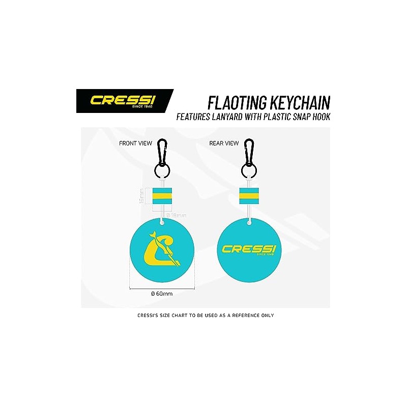 Cressi Unisex Adult Floating Keychain Float Keyring - Turquoise/Yellow, One