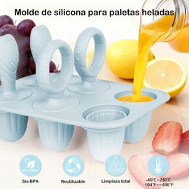 Molde para Paletas de Hielo Bebé - 6 Unidades Silicona BPA Free para Leche Materna y Frutas, Antiderrame, Base Estable, Apto Lavavajillas, Congelador, Caja Reutilizable Mini(verde azulado)