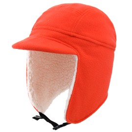 Connectyle Sombreros de invierno cálidos de forro polar para hombre con visera resistente al viento con solapa para las orejas, Naranja, Large