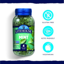 Litehouse Freeze Dried Mint - Substitute for Fresh Mint, Jar Equal to 4 Mint Fresh Bunches, Organic, Mint Seasoning, Non-GMO, Gluten-Free - 0.28 Ounce 4-Pack