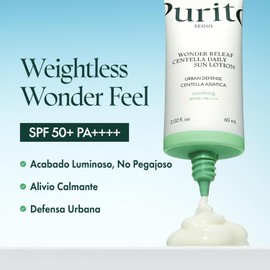 PURITO SEOUL Wonder Releaf Centella Daily Sun Lotion, SPF50+ PA++++, Korean Centella, Non White Cast, Soothing, Facial Sun Lotion, K-Beauty