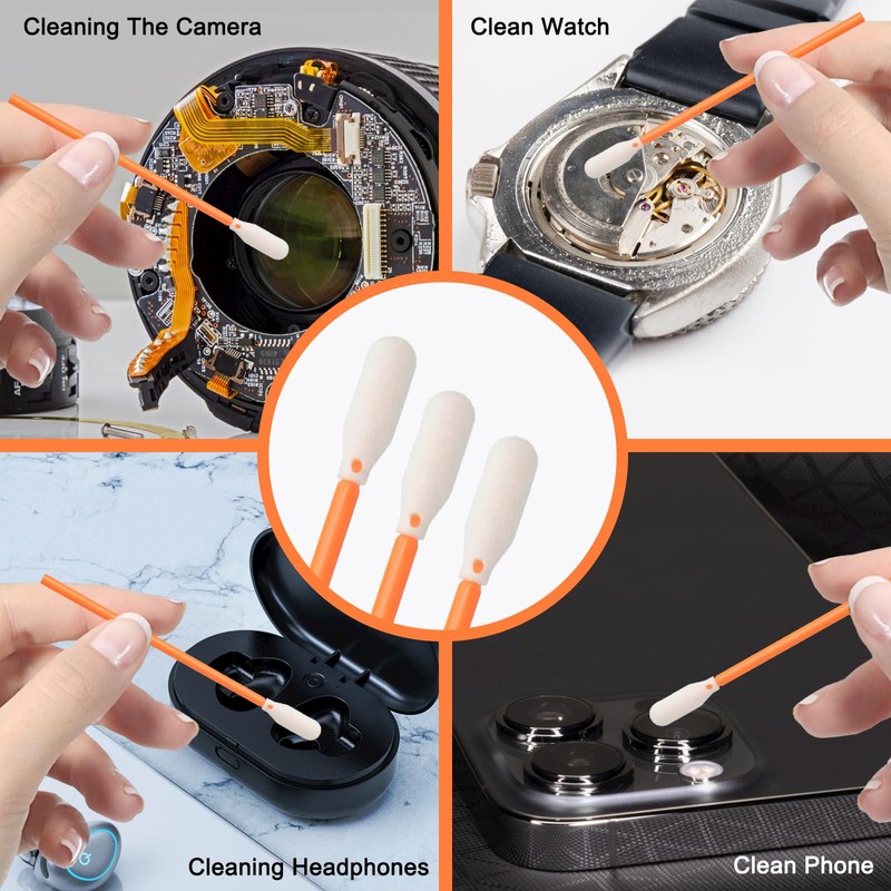 Wellgler's 3.65'' Lint Free Foam Cleaning Swabs,Multi-Purpose Detailing Foam Tip