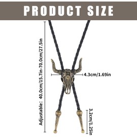 Cowboy Bolo Tie, Cowboy Costume Men's Necklace Accessories, Leather Tie Cowboy Skull, Tie Pendant Chain Decoration, for Western Shirt Men, Cowboy Shirt Men, Western Shirt, Western Outfit Women, bronze