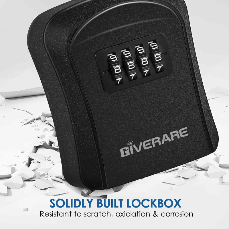 GIVERARE Key Lock Box Combination, 4-Digit Lockbox Wall Mount, Waterproof