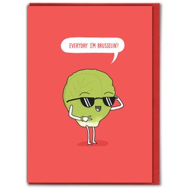 Brainbox Candy - Funny Xmas Cards For Friend - Funny Christmas Cards For Friend - 'Everyday Im Brusselin' - For Best Friends Mates Him Her