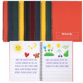 Henoyso 10 Pcs 100/50 Sheets Primary Composition Notebook K-2 Bulk Spiral Primary Journal Drawing Handwriting Practice for Kids Kindergarten 1st 2nd Back to School Supplies (Jewel Tone Color,50 Sheets)