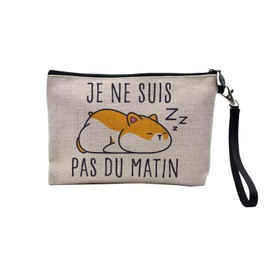 Canvas Bag - Collection Pets Joke Dog Cat Humour Puns Kitten Puppy - Linen Look Cosmetic Bag - Toiletry Bag - Purse, Hamster, Cosmetic bag