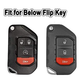 Key Fob Cover for Jeep Full Protection Soft TPU Flip Key Case Holder Compatible with 2018 2019 Jeep Wrangler JL JLU Rubicon 2020 2021 Jeep Gladiator JT Sahara JLU OHT1130261 (Dark Purple)