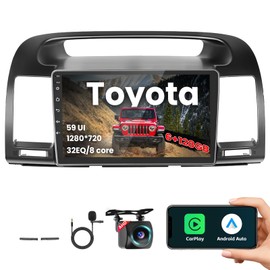 【8 core 6+128GB】 for Toyota Camry 2001-2006 Double din Android 13 Car Stereo with Wireless Carplay Android Auto, 9'' Touch Screen Car Radio GPS WiFi, Bluetooth SWC Mic Backup Camera Mirror Link