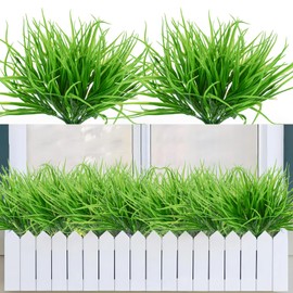 Bacucine 12 Bundles Artificial Wheat Grass Artificial Outdoor Plants UV Resistant Fake Wheat Grass Plant Plastic Shrubs for Garden Window Box Patio Porch Home Decor