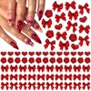 BELICEY 150Pcs 3D Bow Nail Charms Red Acrylic Bow Heart
