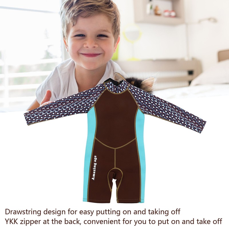 Kids Wetsuit 2.5mm Neoprene Long Sleeve Fullsuit Back Drawstring Warm
