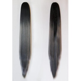 Synthetic Ponytail Extensions, 26 Inches Long Ponytails , Grey Ponytail with Black Roots, Claw Clip Ponytail, Drawstring Ponytail, Straight Ponytails, Premium Synthetic Heat Resistant Hair Extensions Ponytail for Women.