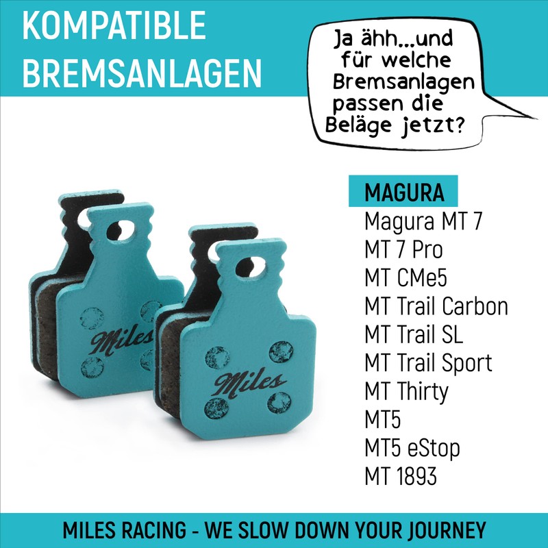 Miles Racing Bicycle Disc Brake Pads Sintered for Magura MT
