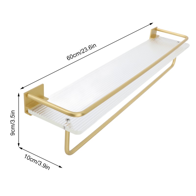 Bathroom Towel Rack Holder Acrylic Wall Mounted Hanging Storage Shelf