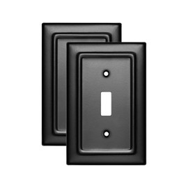 Monarch Abode 1-Gang Toggle Wall Plate, Architectural Metal Single Switch Wall Plate, Decorative Light Switch Cover Plate for Electrical Outlet, Matte Black, Pack of 2