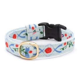 Poponcat Graphic Cat Collar, European Style Floral Pattern, Safety Buckle, Bell Included, Bald Resistant (Rose, S)
